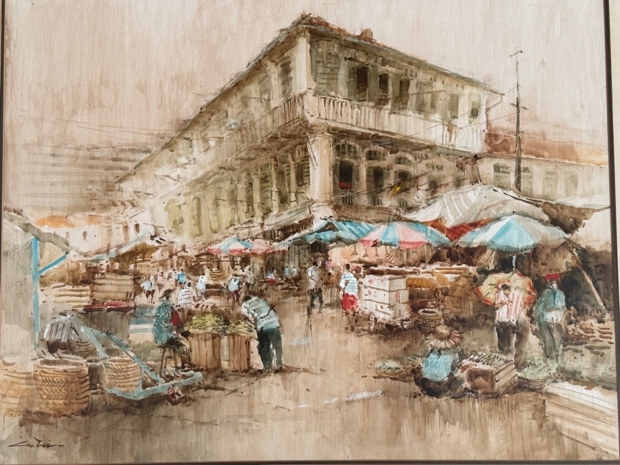 Ang Ah Tee (b. 1943, Singapore) Stunning Original Abstract Watercolor Painting On Paper 31 X 24 Framed 40.5 X 33.5 [Photo 9]