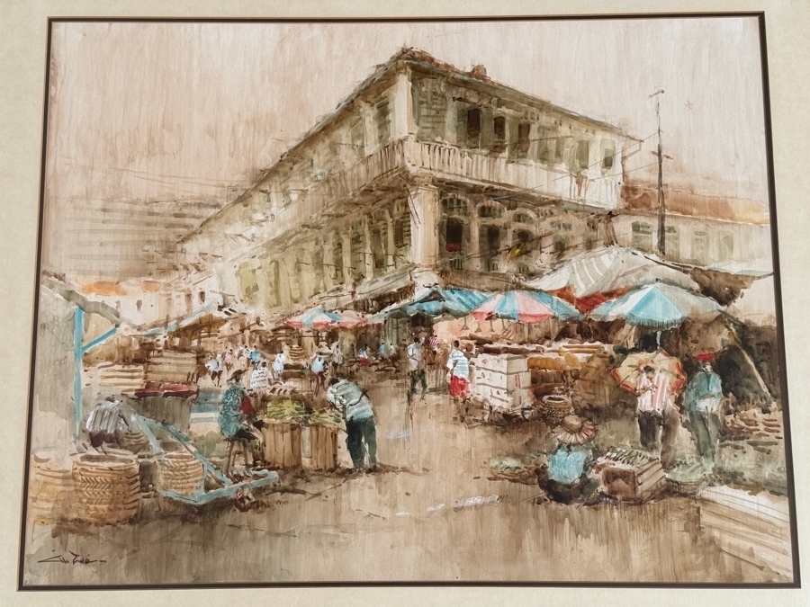 Ang Ah Tee (b. 1943, Singapore) Stunning Original Abstract Watercolor Painting On Paper 31 X 24 Framed 40.5 X 33.5 [Photo 7]
