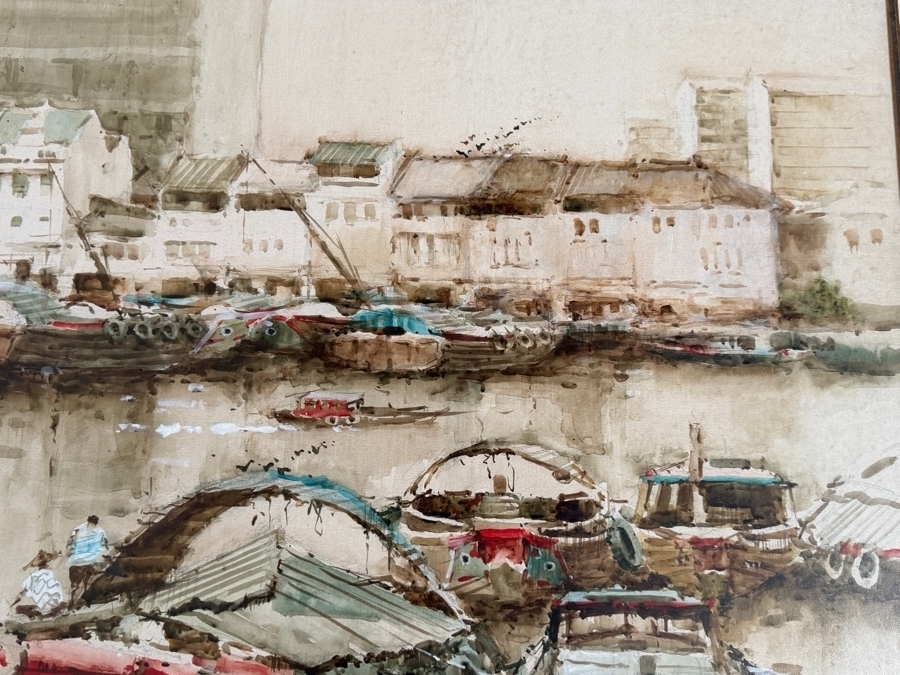 Ang Ah Tee (b. 1943, Singapore) Stunning Original Abstract Watercolor Painting On Paper Dated 1983 31 X 24 Framed 40.5 X 33.5 [Photo 8]