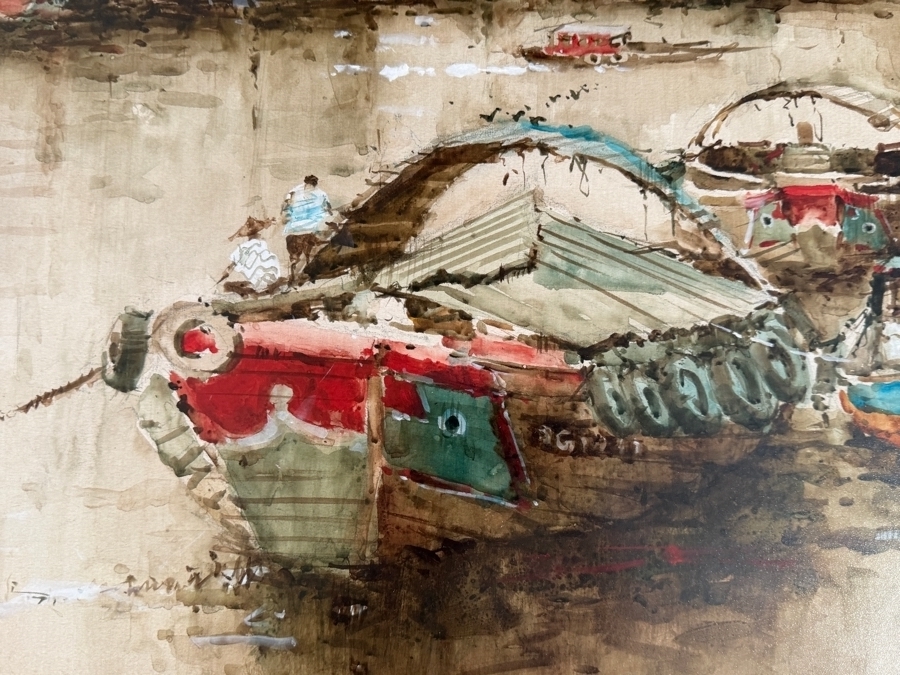Ang Ah Tee (b. 1943, Singapore) Stunning Original Abstract Watercolor Painting On Paper Dated 1983 31 X 24 Framed 40.5 X 33.5 [Photo 5]