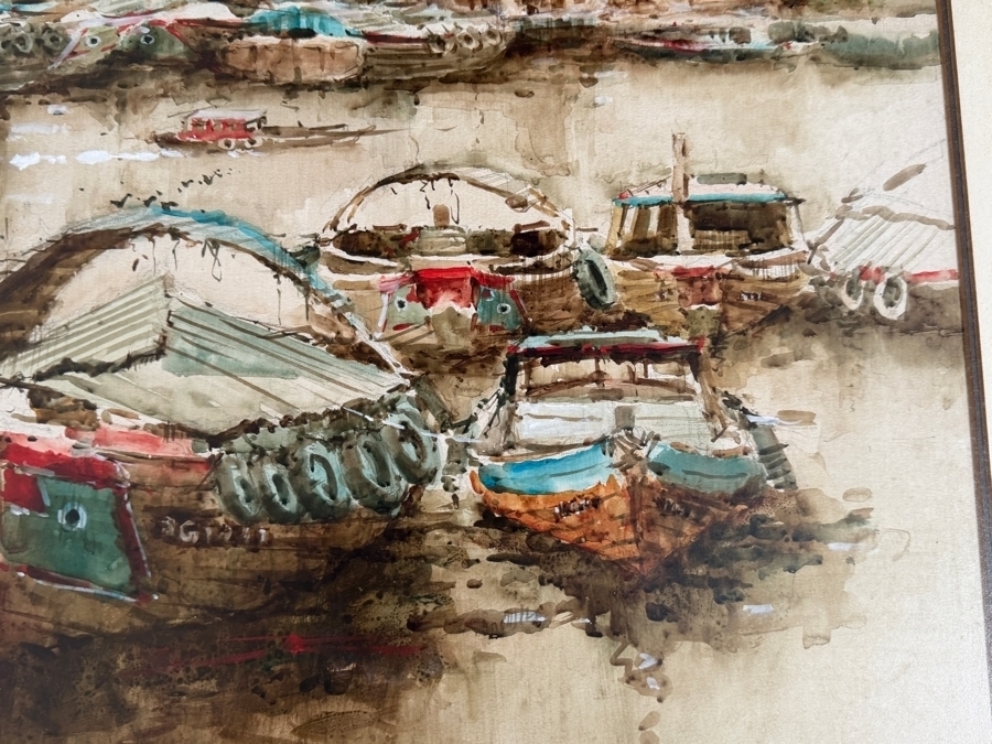 Ang Ah Tee (b. 1943, Singapore) Stunning Original Abstract Watercolor Painting On Paper Dated 1983 31 X 24 Framed 40.5 X 33.5 [Photo 6]