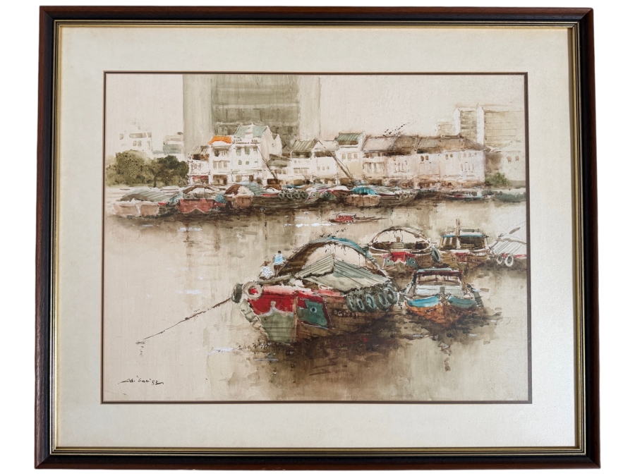 Ang Ah Tee (b. 1943, Singapore) Stunning Original Abstract Watercolor Painting On Paper Dated 1983 31 X 24 Framed 40.5 X 33.5 [Photo 2]