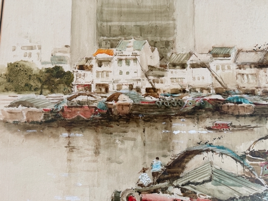 Ang Ah Tee (b. 1943, Singapore) Stunning Original Abstract Watercolor Painting On Paper Dated 1983 31 X 24 Framed 40.5 X 33.5 [Photo 7]