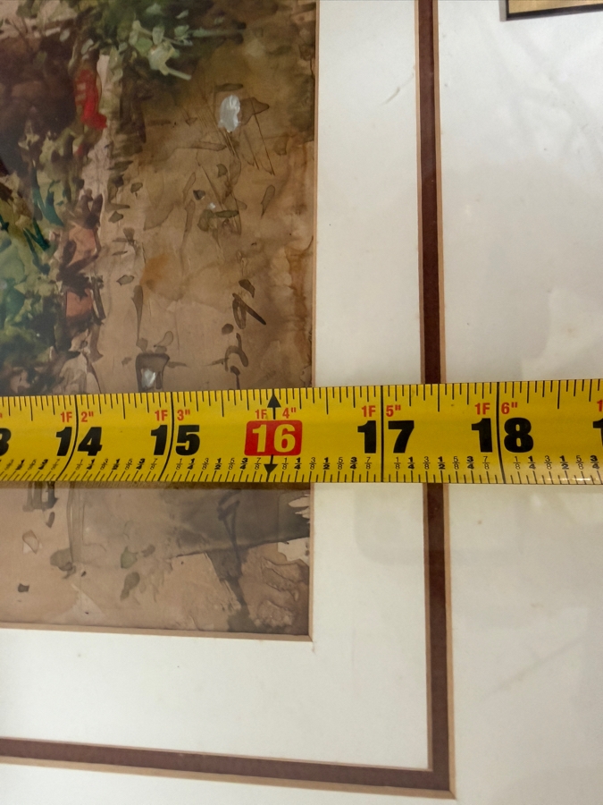 Ang Ah Tee (b. 1943, Singapore) Original Watercolor Painting On Paper Titled 'Balcony in Eu Tong Sen St Chinatown Singapore' Presented to Mr. Hsuan Owyang Dated 1991 16.5 X 16.5 Framed 28 X 28 [Photo 9]