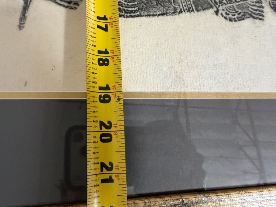 Framed Vintage Thai Temple Rubbing 28 X 26 [Photo 5]