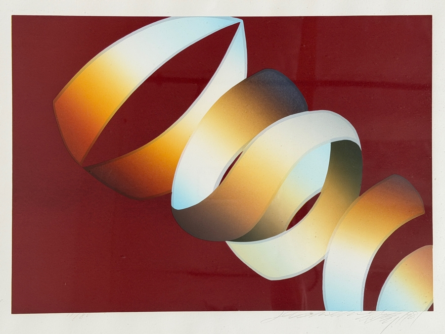 Lee Shi-chi (Chinese, 1938 - 2019) Artist Signed Limited Edition Modernist Abstract Serigraph Dated 1981 22 X 17 Framed 29 X 24 [Photo 2]