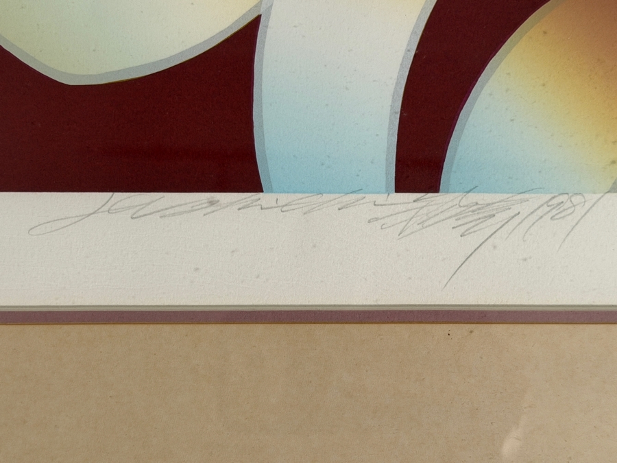 Lee Shi-chi (Chinese, 1938 - 2019) Artist Signed Limited Edition Modernist Abstract Serigraph Dated 1981 22 X 17 Framed 29 X 24 [Photo 3]