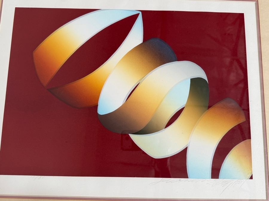 Lee Shi-chi (Chinese, 1938 - 2019) Artist Signed Limited Edition Modernist Abstract Serigraph Dated 1981 22 X 17 Framed 29 X 24 [Photo 3]