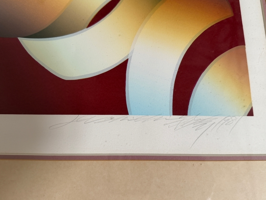 Lee Shi-chi (Chinese, 1938 - 2019) Artist Signed Limited Edition Modernist Abstract Serigraph Dated 1981 22 X 17 Framed 29 X 24 [Photo 4]