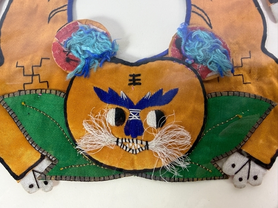 Antique Chinese Handmade Silk Embroidered Baby Collar (Child's Ceremonial Bib) Professionally Matted and Ready for Framing 14.5 X 14 [Photo 4]