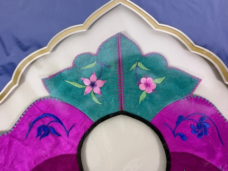 Antique Chinese Handmade Silk Embroidered Baby Collar (Child's Ceremonial Bib) Professionally Matted and Ready for Framing 15 X 17 [Photo 6]