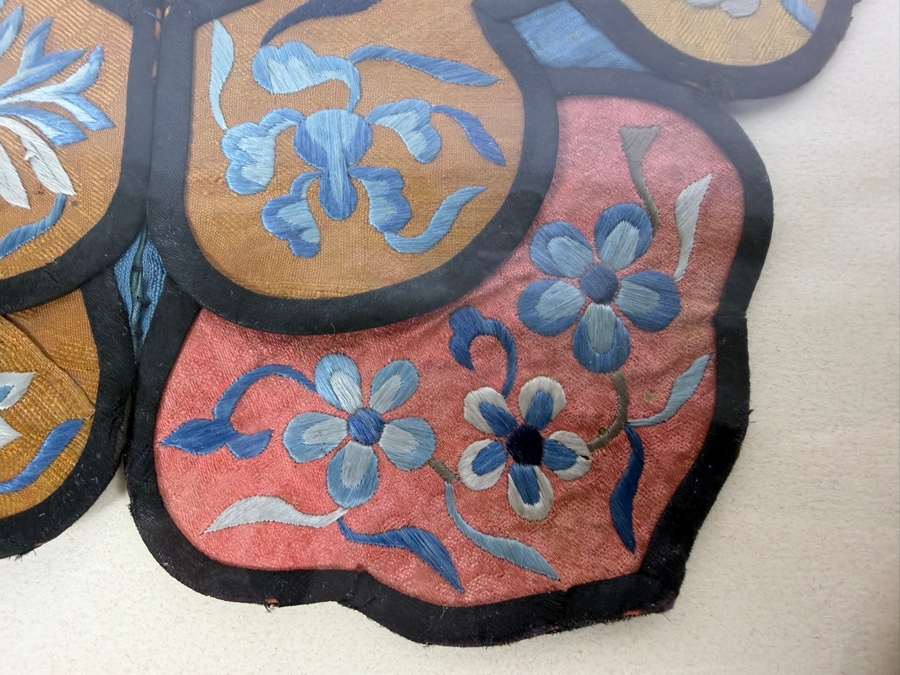 Antique Chinese Handmade Silk Embroidered Baby Collar (Child's Ceremonial Bib) Professionally Matted and Ready for Framing 14 X 14 [Photo 4]