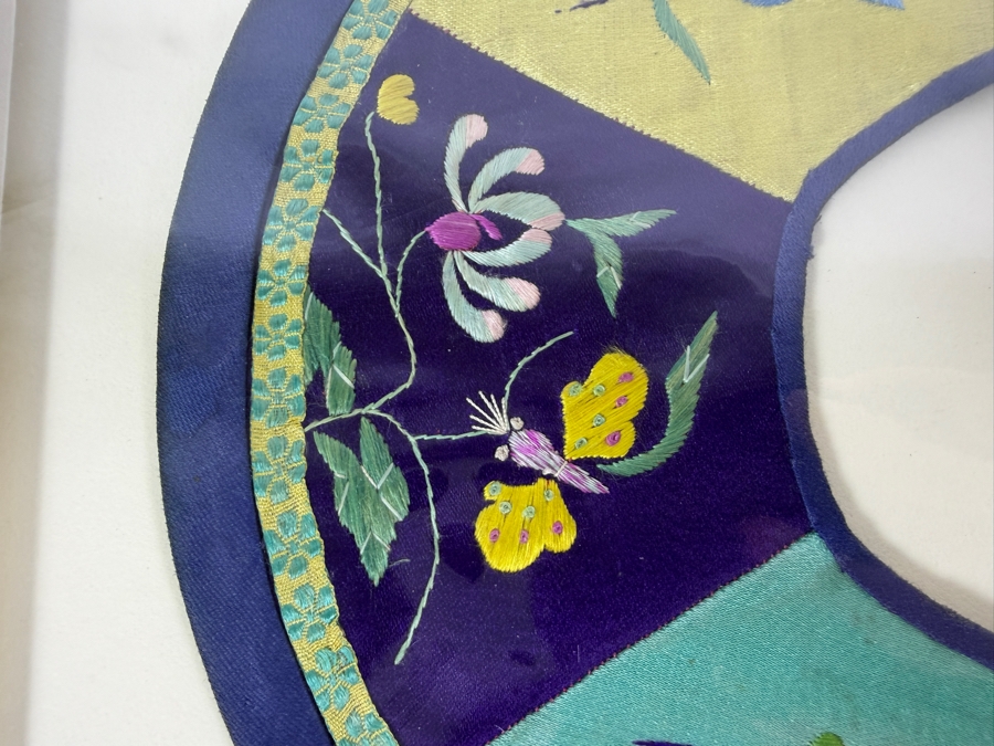Antique Chinese Handmade Silk Embroidered Baby Collar (Child's Ceremonial Bib) Professionally Matted and Ready for Framing 14.5 X 14.5 [Photo 5]