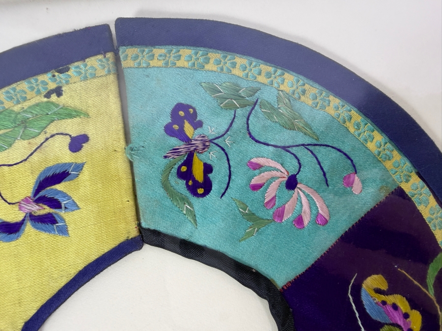 Antique Chinese Handmade Silk Embroidered Baby Collar (Child's Ceremonial Bib) Professionally Matted and Ready for Framing 14.5 X 14.5 [Photo 6]