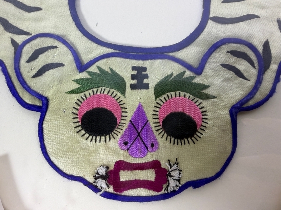 Antique Chinese Handmade Silk Embroidered Baby Collar (Child's Ceremonial Bib) Professionally Matted and Ready for Framing 14.5 X 16 [Photo 4]