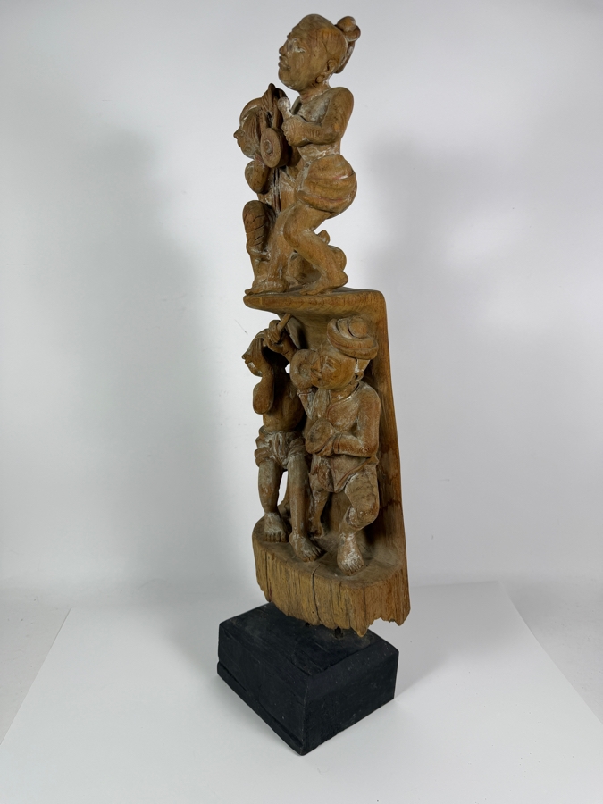 Vintage Hand-carved Wooden Burmese Myanmar Sculpture 30'H [Photo 11]