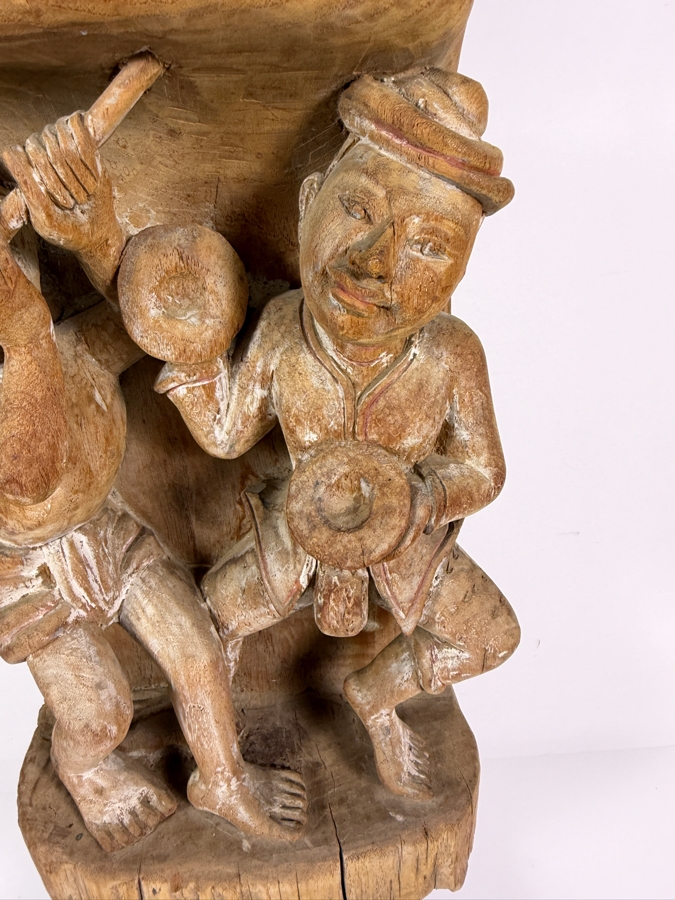 Vintage Hand-carved Wooden Burmese Myanmar Sculpture 30'H [Photo 7]
