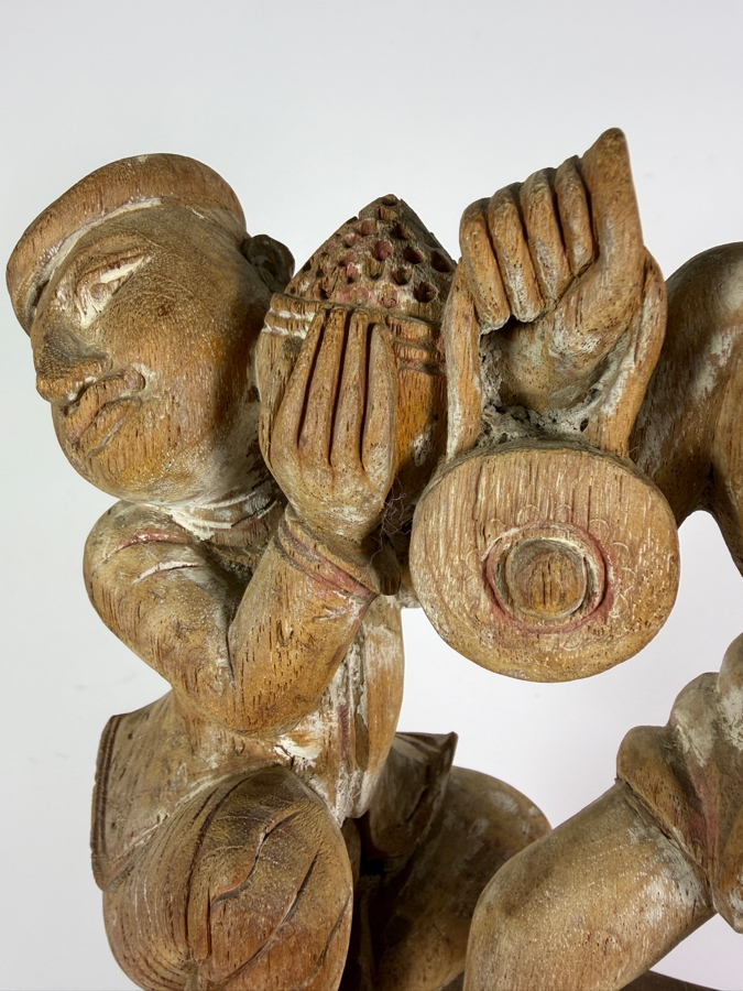 Vintage Hand-carved Wooden Burmese Myanmar Sculpture 30'H [Photo 5]