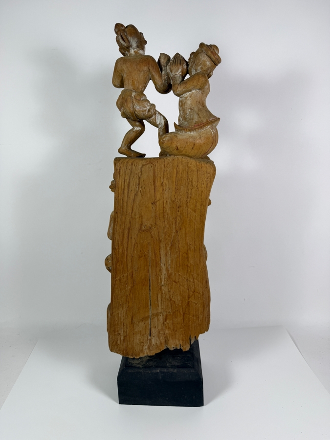 Vintage Hand-carved Wooden Burmese Myanmar Sculpture 30'H [Photo 10]