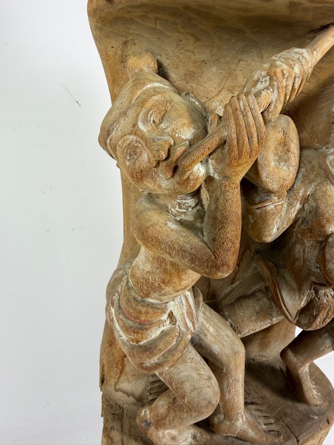 Vintage Hand-carved Wooden Burmese Myanmar Sculpture 30'H [Photo 8]