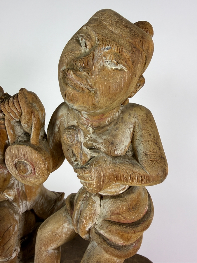Vintage Hand-carved Wooden Burmese Myanmar Sculpture 30'H [Photo 4]