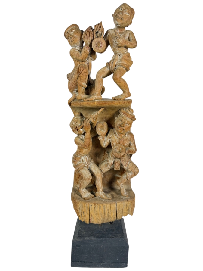 Vintage Hand-carved Wooden Burmese Myanmar Sculpture 30'H