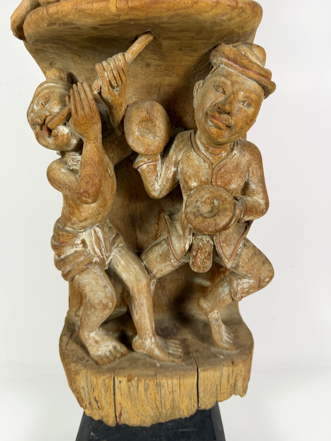 Vintage Hand-carved Wooden Burmese Myanmar Sculpture 30'H [Photo 6]