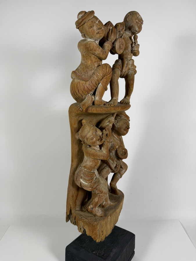 Vintage Hand-carved Wooden Burmese Myanmar Sculpture 30'H [Photo 9]
