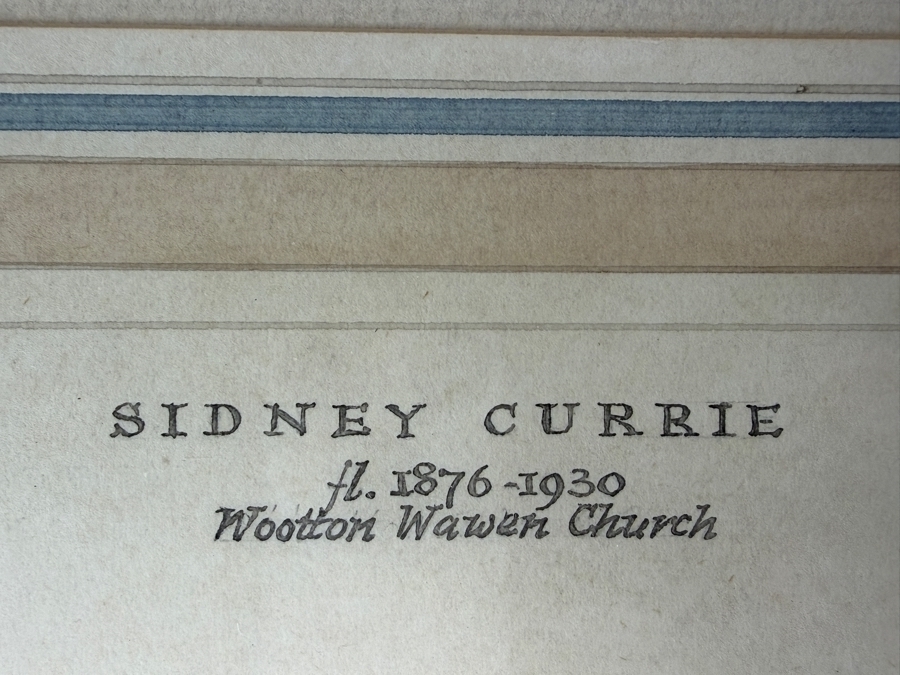 Sidney Currie (1876-1930, United Kingdom) Original Watercolor Painting on Paper Titled 'Wootton Wawen Church' 10 X 7 Framed 17 X 13 [Photo 6]