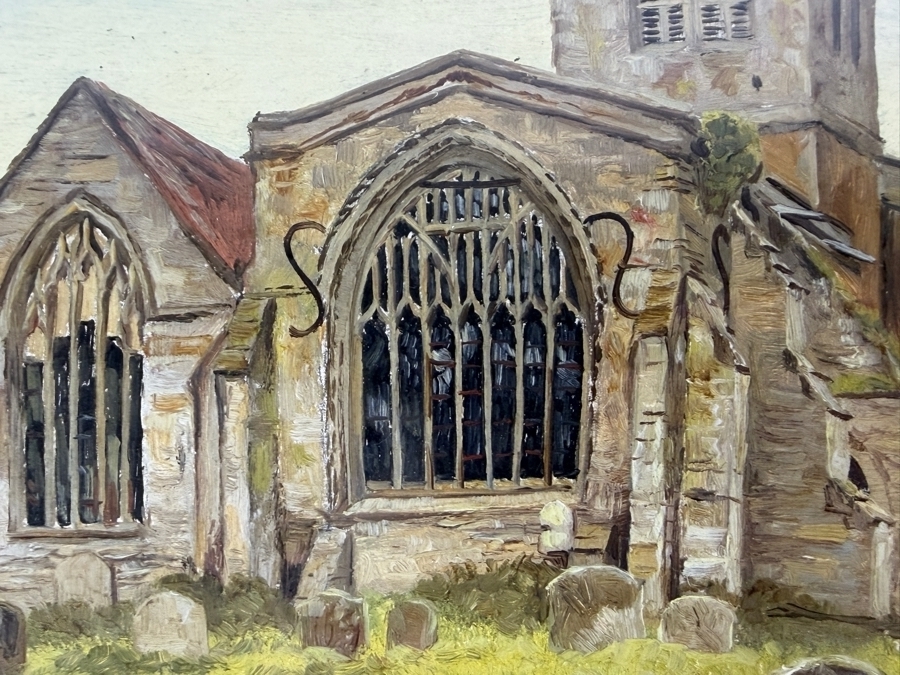 Sidney Currie (1876-1930, United Kingdom) Original Watercolor Painting on Paper Titled 'Wootton Wawen Church' 10 X 7 Framed 17 X 13 [Photo 5]