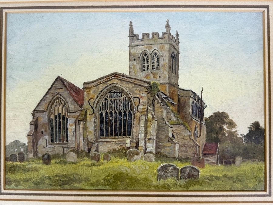 Sidney Currie (1876-1930, United Kingdom) Original Watercolor Painting on Paper Titled 'Wootton Wawen Church' 10 X 7 Framed 17 X 13 [Photo 3]