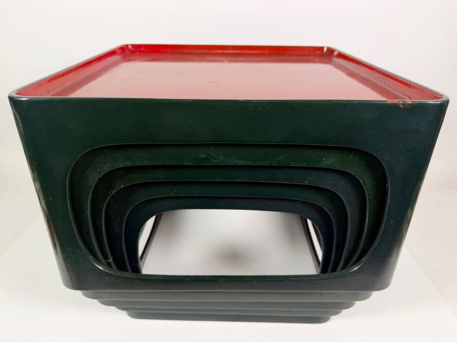 Set of (5) Vintage Japanese Lacquer Nesting Tables 15.25W X 15.25D X 9H [Photo 2]