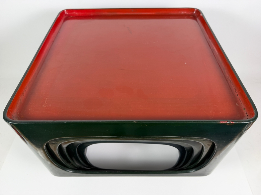 Set of (5) Vintage Japanese Lacquer Nesting Tables 15.25W X 15.25D X 9H [Photo 4]