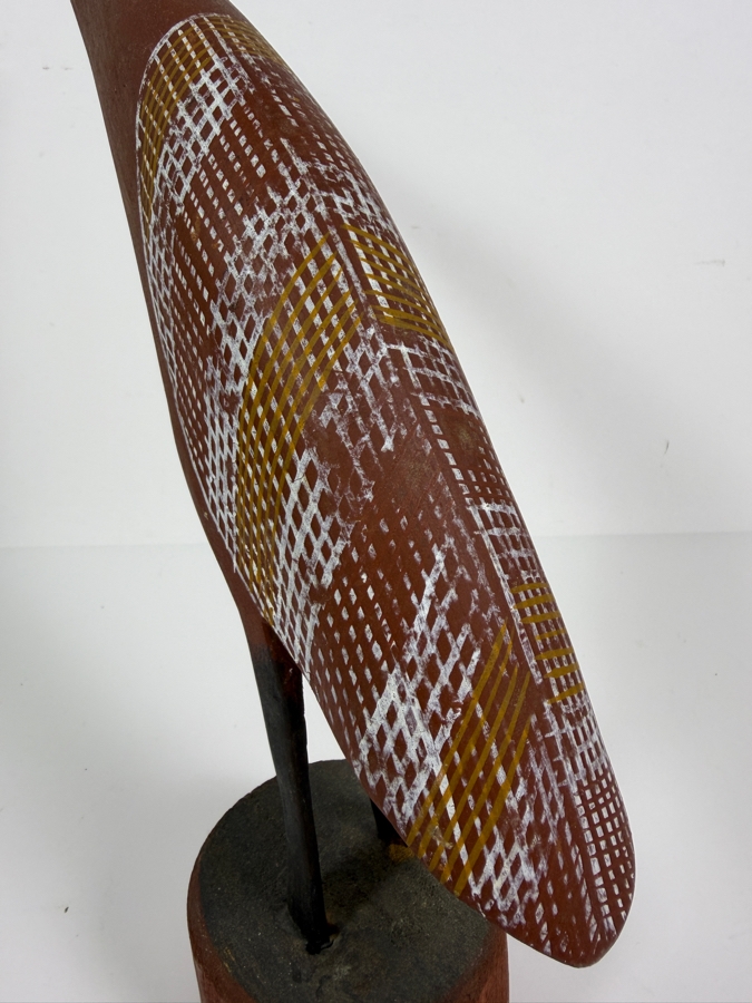 Vintage Australian Aboriginal Hand-carved Wooden Totemic Bird Sculpture 11'W X 12'H [Photo 7]