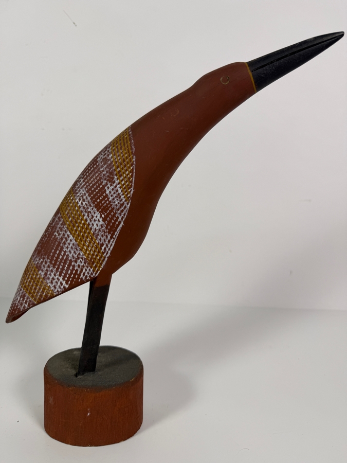 Vintage Australian Aboriginal Hand-carved Wooden Totemic Bird Sculpture 11'W X 12'H [Photo 2]