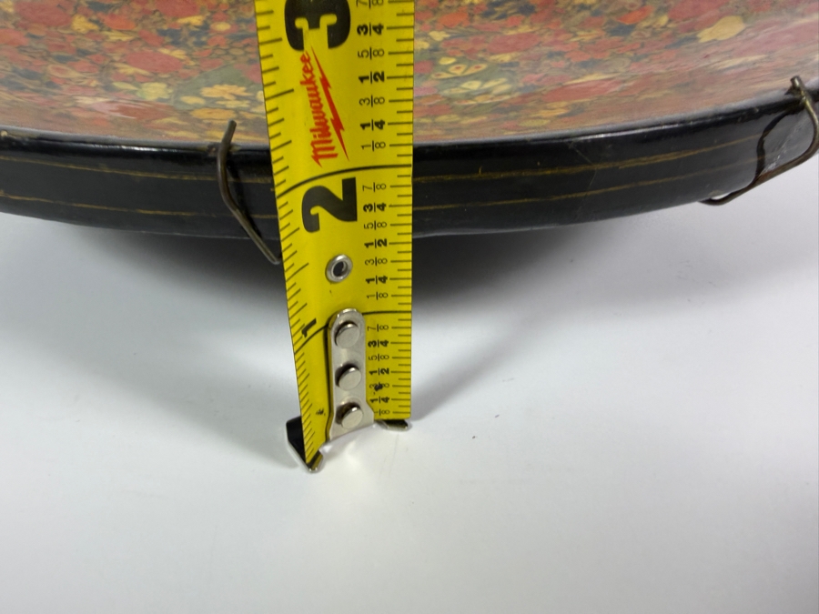 Stunning Vintage Kashmiri Paper Mache Round Footed Bowl 12.5W X 2H [Photo 8]