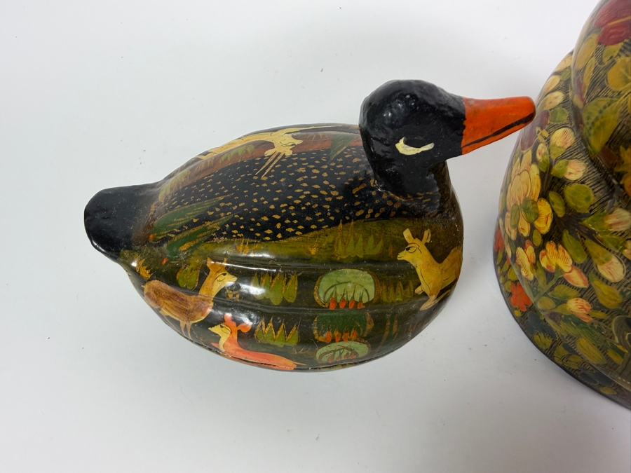 (2) Vintage Kashmiri Paper Mache Trinket Boxes in Shape of Ducks and (1) Vintage Kashmiri Paper Mache Trinket Box [Photo 7]