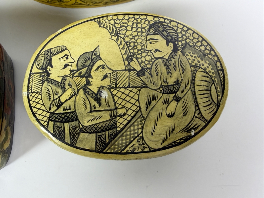 (5) Vintage Kashmiri Paper Mache Trinket Boxes [Photo 6]