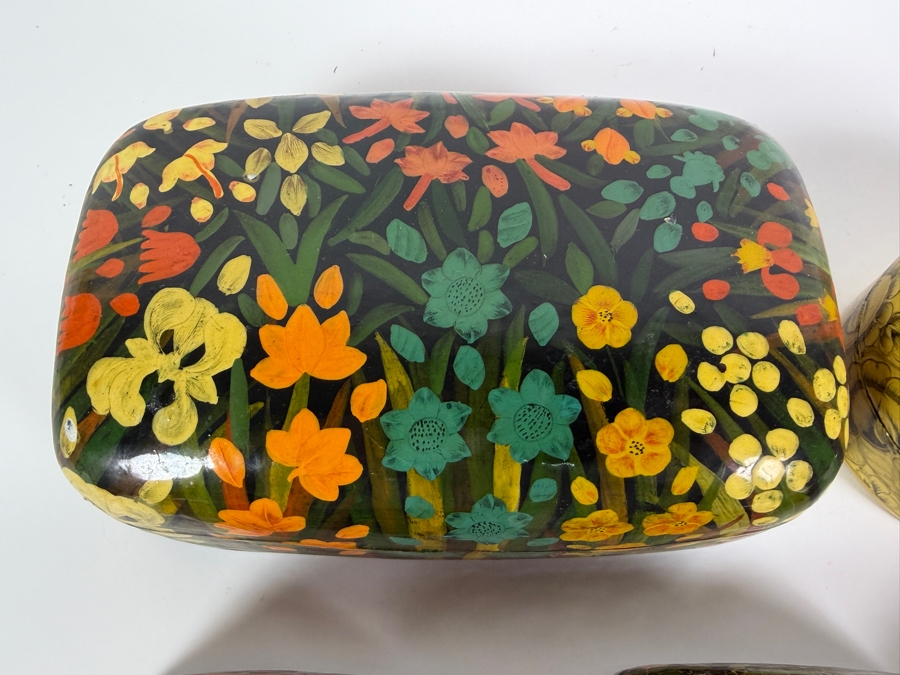 (5) Vintage Kashmiri Paper Mache Trinket Boxes [Photo 10]