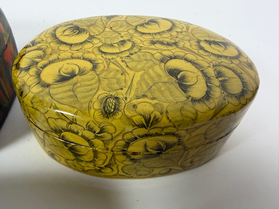 (5) Vintage Kashmiri Paper Mache Trinket Boxes [Photo 8]