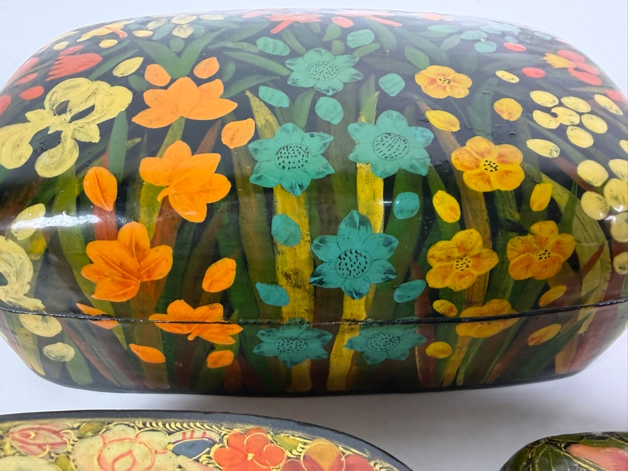 (5) Vintage Kashmiri Paper Mache Trinket Boxes [Photo 11]