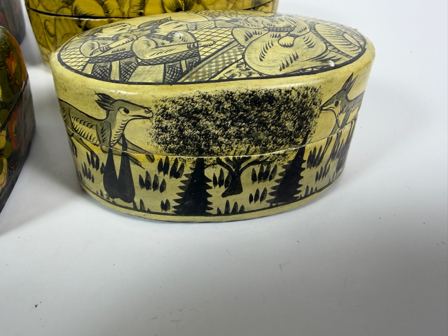 (5) Vintage Kashmiri Paper Mache Trinket Boxes [Photo 7]