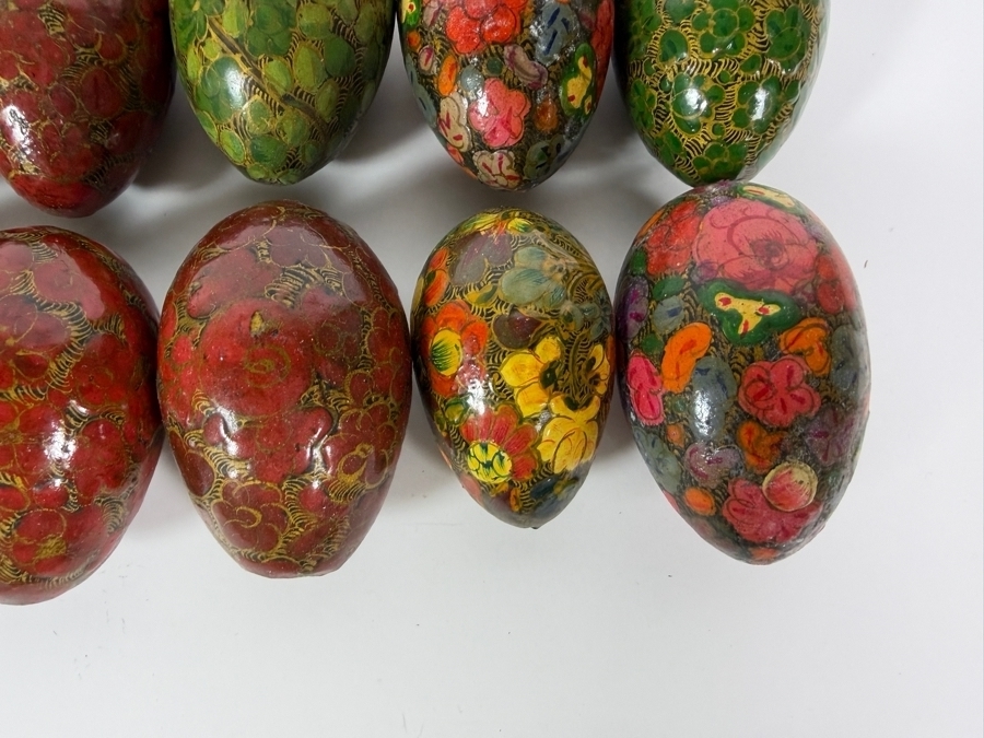 (21) Vintage Hand-painted Lacquered Paper Mache Eggs from Kashmir [Photo 9]