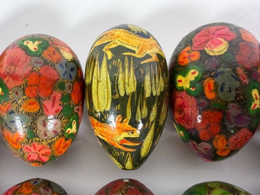 (21) Vintage Hand-painted Lacquered Paper Mache Eggs from Kashmir [Photo 6]