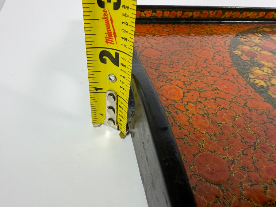 Stunning Vintage Kashmiri Paper Mache Tray 18W X 12D X 2H [Photo 9]