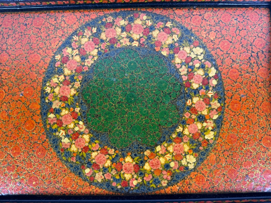 Stunning Vintage Kashmiri Paper Mache Tray 18W X 12D X 2H [Photo 4]