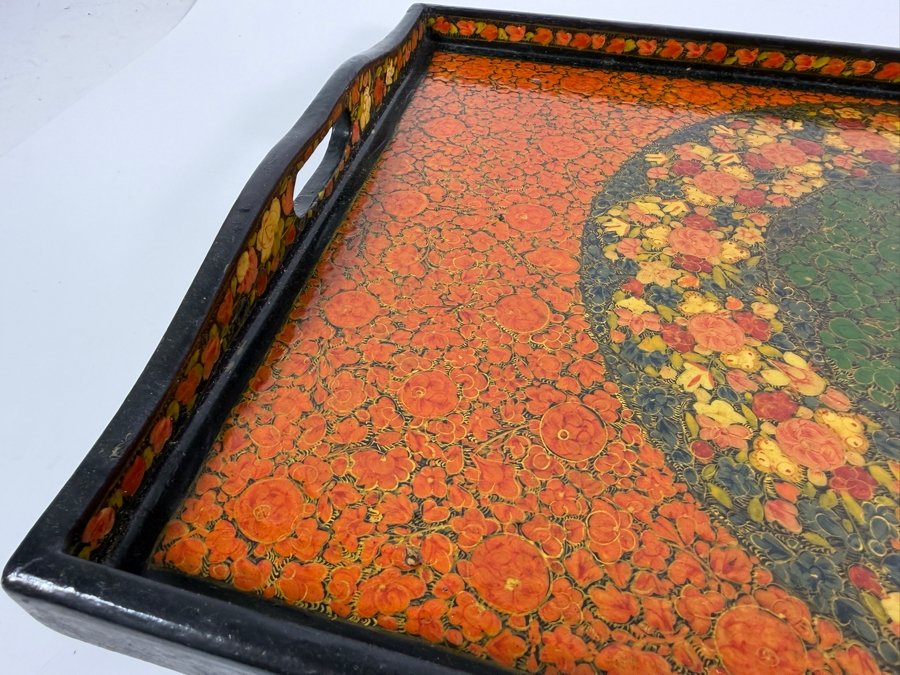Stunning Vintage Kashmiri Paper Mache Tray 18W X 12D X 2H [Photo 6]
