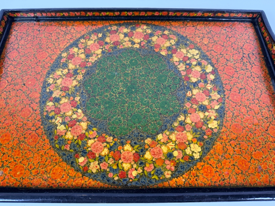 Stunning Vintage Kashmiri Paper Mache Tray 18W X 12D X 2H [Photo 3]