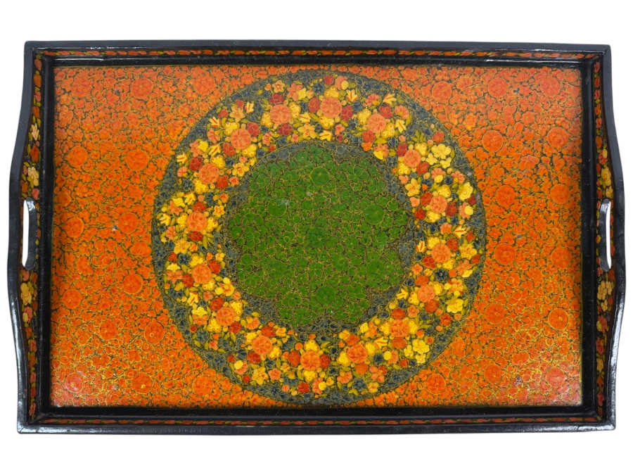Stunning Vintage Kashmiri Paper Mache Tray 18W X 12D X 2H