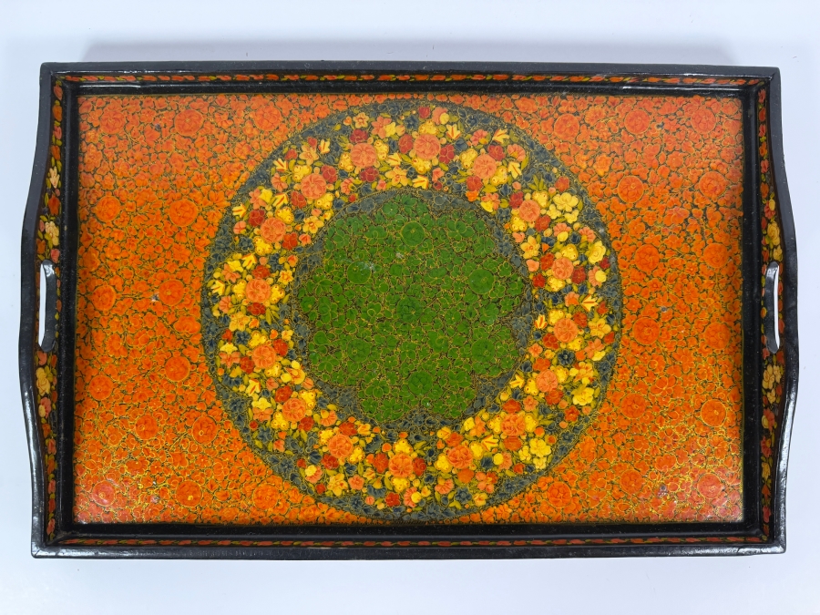 Stunning Vintage Kashmiri Paper Mache Tray 18W X 12D X 2H [Photo 2]
